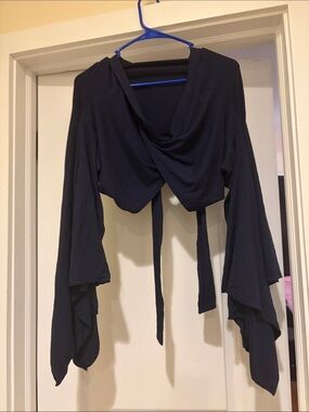 Women's Draped Tie-Front Sweater Bolero - Navy